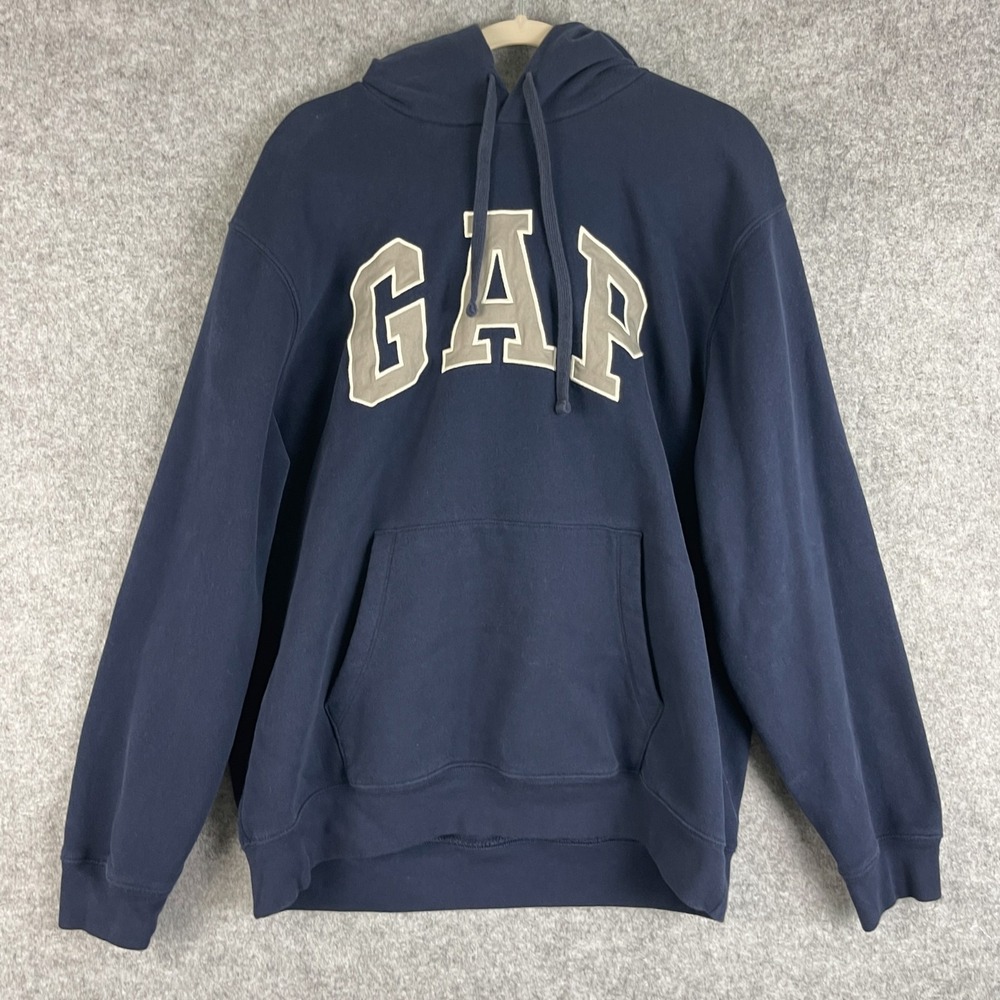 Gap VintageSoft Arch Logo Hoodie Sweatshirt Mens XL Blue Spellout